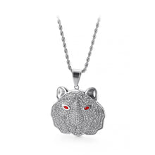 Load image into Gallery viewer, Fashion Bright Red Eye Tiger 316L Stainless Steel Pendant with Cubic Zirconia and Necklace