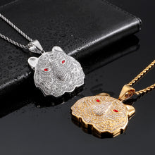 Load image into Gallery viewer, Fashion Bright Red Eye Tiger 316L Stainless Steel Pendant with Cubic Zirconia and Necklace