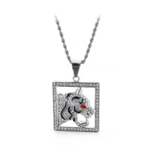 Load image into Gallery viewer, Fashion Domineering Red Eye Tiger Square 316L Stainless Steel Pendant with Cubic Zirconia and Necklace