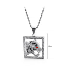Load image into Gallery viewer, Fashion Domineering Red Eye Tiger Square 316L Stainless Steel Pendant with Cubic Zirconia and Necklace