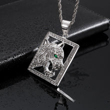 Load image into Gallery viewer, Fashion Domineering Green Eye Tiger Square 316L Stainless Steel Pendant with Cubic Zirconia and Necklace