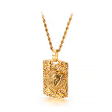 Load image into Gallery viewer, Fashion Personality Plated Gold Lion Square 316L Stainless Steel Pendant with Necklace