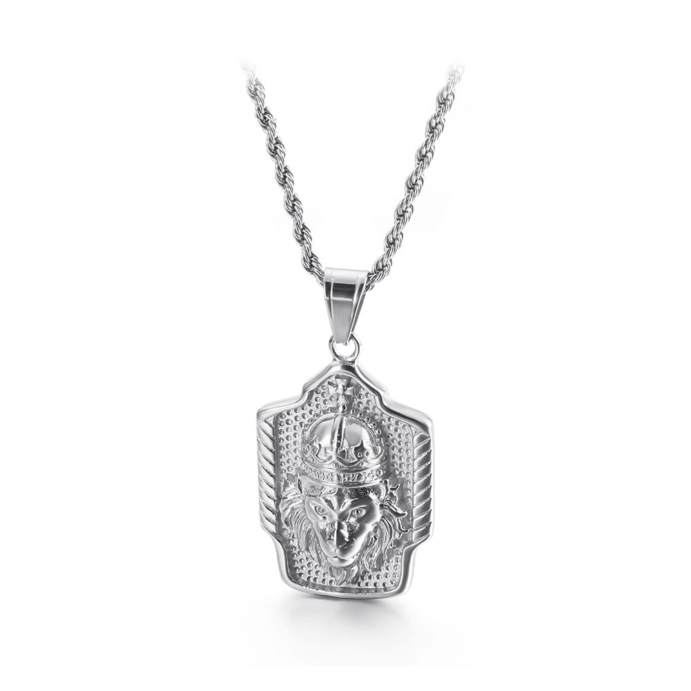 Fashion Creative Lion Geometric 316L Stainless Steel Pendant with Necklace
