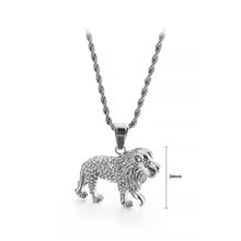 Load image into Gallery viewer, Fashion Domineering Lion 316L Stainless Steel Pendant with Cubic Zirconia and Necklace