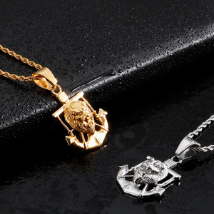 Fashion Personality Lion Anchor 316L Stainless Steel Pendant with Necklace