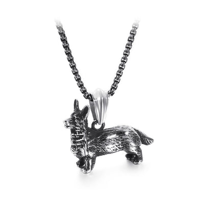 Fashion Personality Corgi Dog 316L Stainless Steel Pendant with Necklace