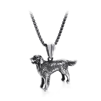 Fashion Personality Golden Retriever Dog 316L Stainless Steel Pendant with Necklace