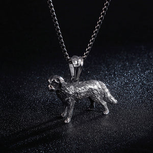 Fashion Personality Golden Retriever Dog 316L Stainless Steel Pendant with Necklace