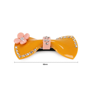 Fashion Cute Flower Ribbon Orange Hair Slide with Cubic Zirconia