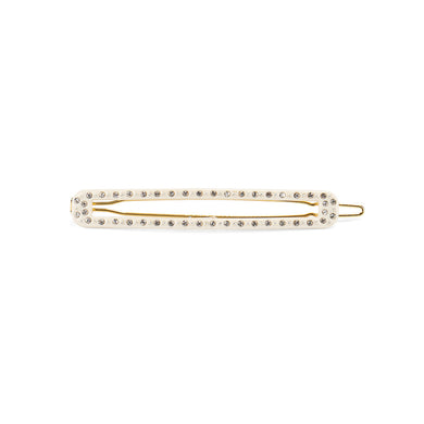 Fashion and Simple Beige Geometric Long Strip Hair Clip with Cubic Zirconia