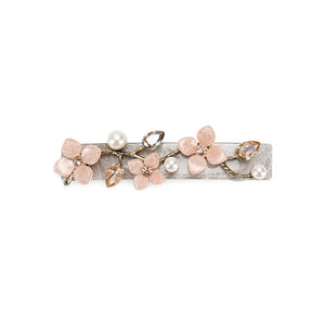 Fashion Temperament Flower Imitation Pearl Gray Hair Clip with Cubic Zirconia