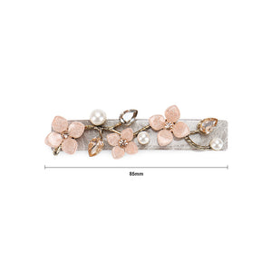 Fashion Temperament Flower Imitation Pearl Gray Hair Clip with Cubic Zirconia