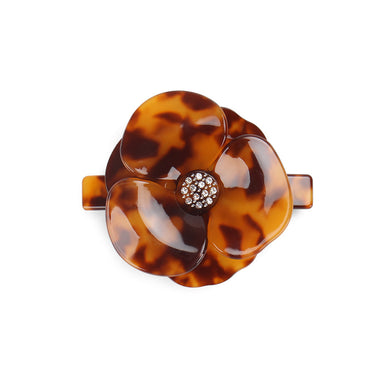 Fashion and Elegant Red Tortoiseshell Flower Large Hair Slide with Cubic Zirconia