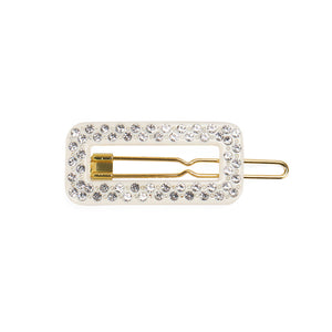 Fashion and Simple Beige Hollow Geometric Hair Clip with Cubic Zirconia
