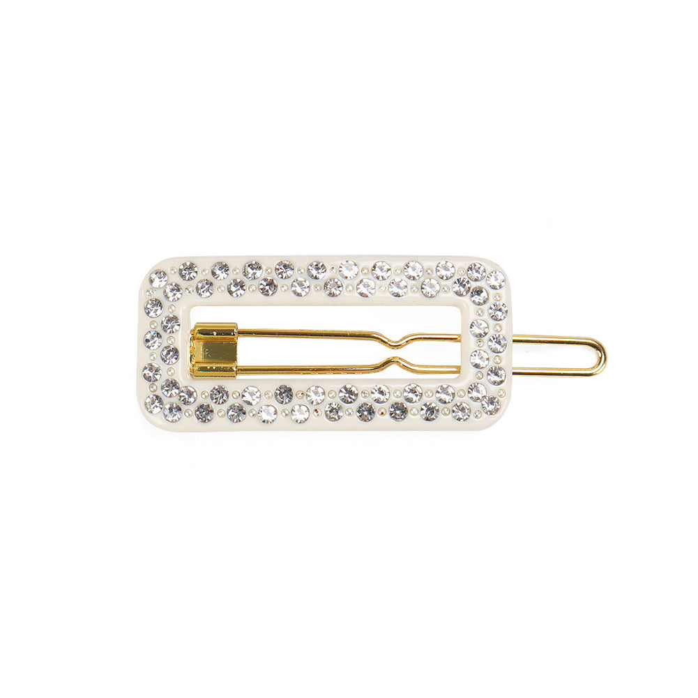 Fashion and Simple Beige Hollow Geometric Hair Clip with Cubic Zirconia