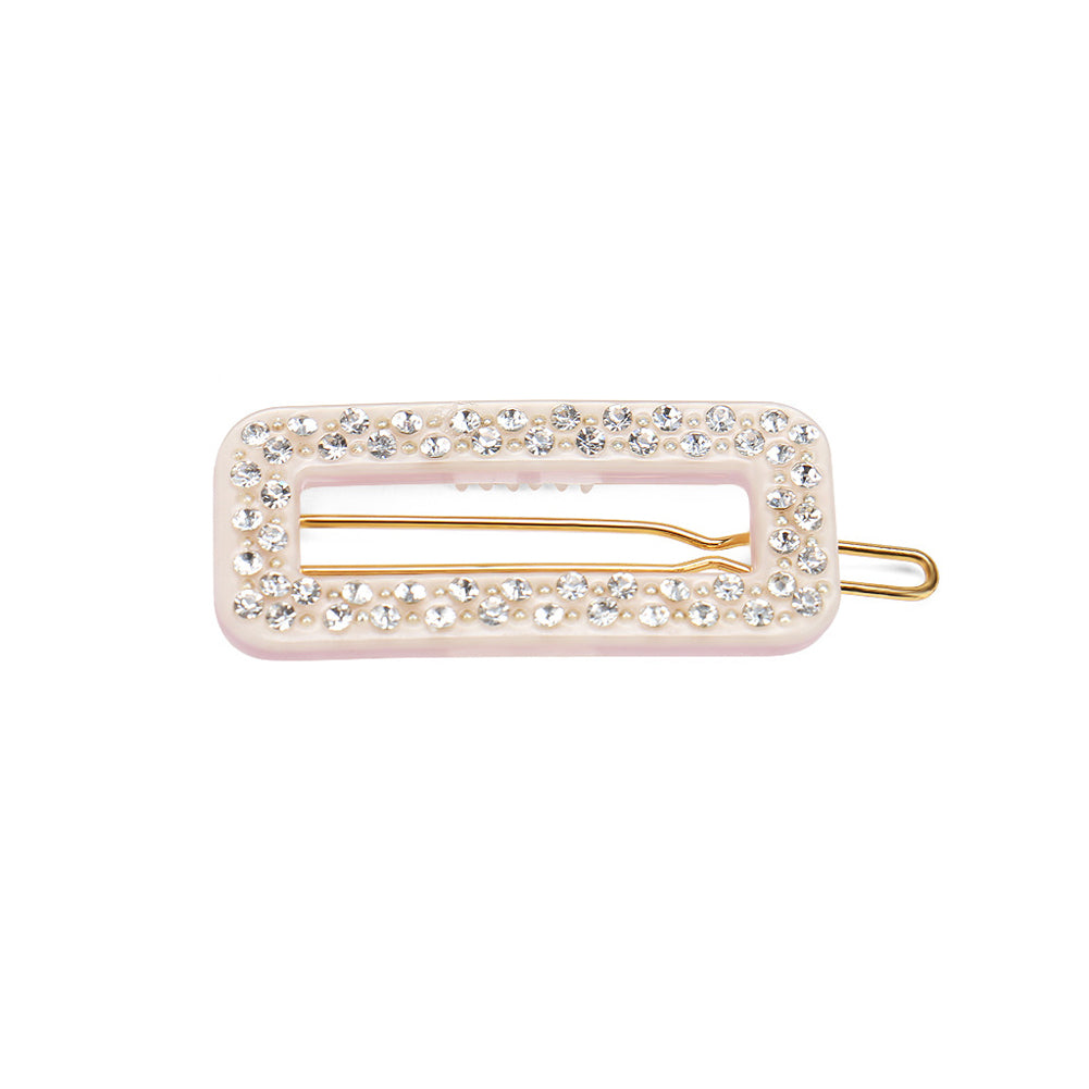 Fashion and Simple Light Pink Hollow Geometric Hair Clip with Cubic Zirconia