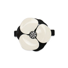 Load image into Gallery viewer, Fashion and Elegant Black and White Camellia Large Hair Slide with Cubic Zirconia