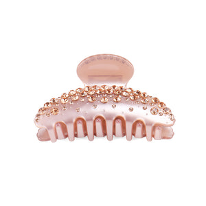 Simple and Fashion Geometric Pink Hair Claw with Champagne Cubic Zirconia