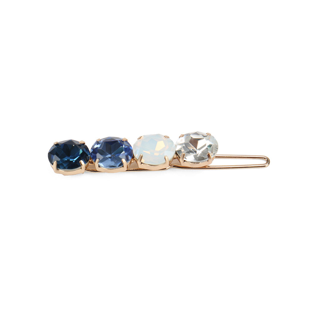 Fashion Simple Plated Gold Blue Cubic Zirconia Round Geometric Hair Clip