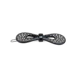 Fashion Simple Ribbon Black Hair Clip with Cubic Zirconia