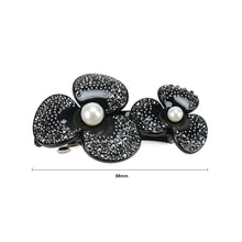 Load image into Gallery viewer, Fashion and Elegant Double Flower Imitation Pearl Hair Slide with Black Cubic Zirconia