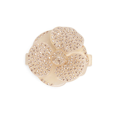 Fashion Bright Champagne Flower Hair Slide with Cubic Zirconia