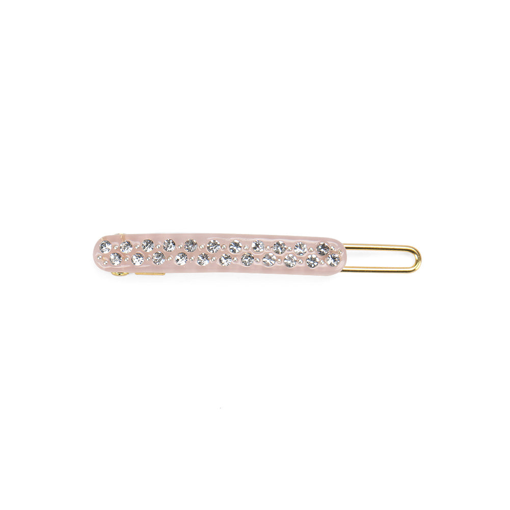 Simple and Fashion Pink Geometric Hair Clip with Cubic Zirconia