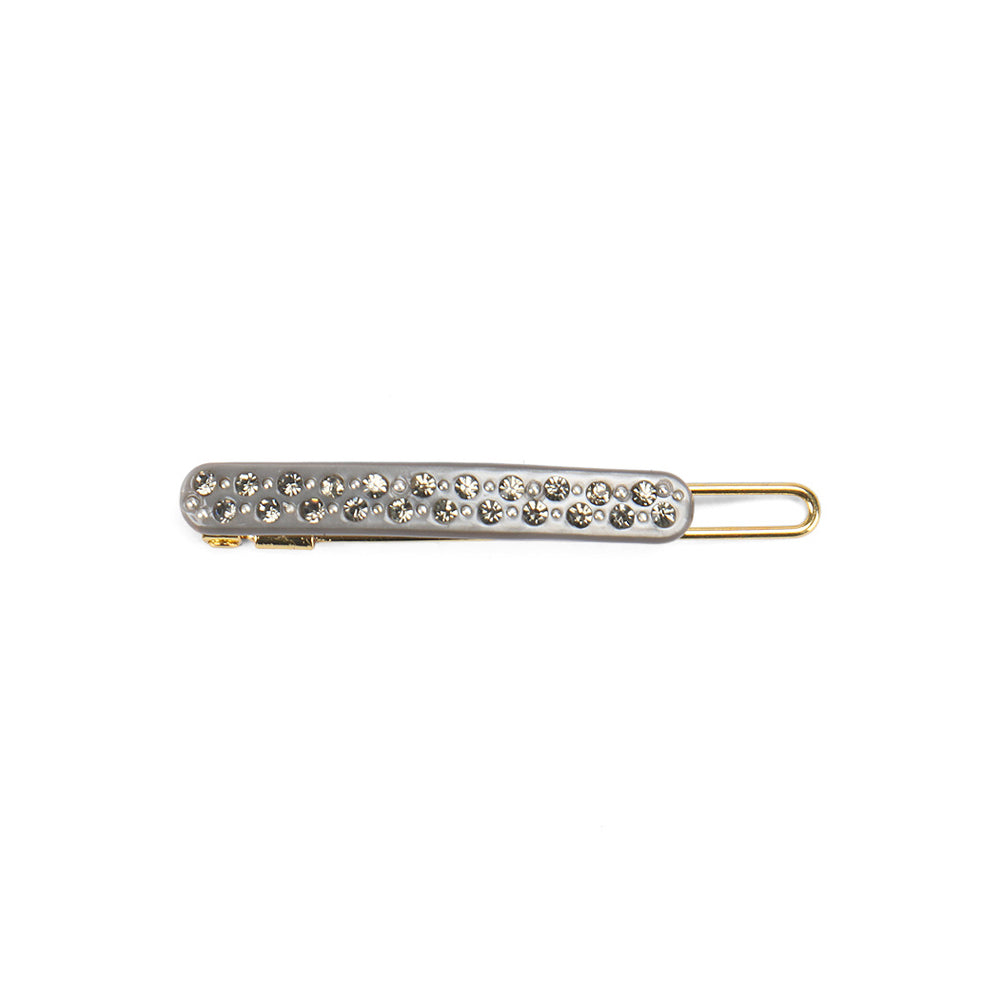 Simple and Fashion Plated Gold Grey Geometric Hair Clip with Cubic Zirconia