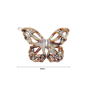 Fashion and Elegant Brown Hollow Butterfly Hair Clip with Cubic Zirconia