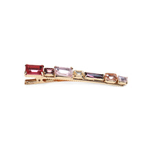 Load image into Gallery viewer, Simple and Fashion Plated Gold Geometric Strip Rose Red Cubic Zirconia Hair Clip