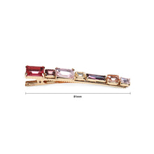 Load image into Gallery viewer, Simple and Fashion Plated Gold Geometric Strip Rose Red Cubic Zirconia Hair Clip