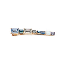 Load image into Gallery viewer, Simple and Fashion Plated Gold Geometric Strip Blue Cubic Zirconia Hair Clip