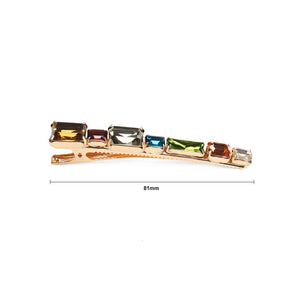 Simple and Fashion Plated Gold Geometric Strip Color Cubic Zirconia Hair Clip