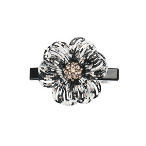 Fashion and Elegant Black Hollow Flower Hair Slide with Champagne Cubic Zirconia