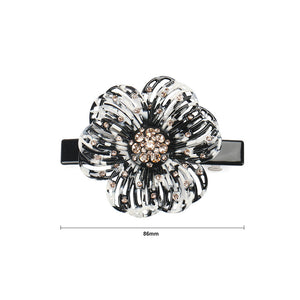 Fashion and Elegant Black Hollow Flower Hair Slide with Champagne Cubic Zirconia