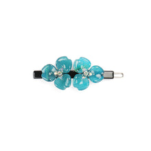 Load image into Gallery viewer, Fashion Temperament Blue Double Flower Hair Clip with Cubic Zirconia