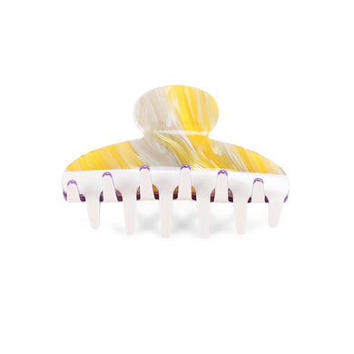 Simple and Elegant Yellow Striped Geometric Hair Claw