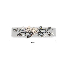 Load image into Gallery viewer, Fashion and Elegant Flower Imitation Pearl Grey Geometric Hair Slide with Cubic Zirconia