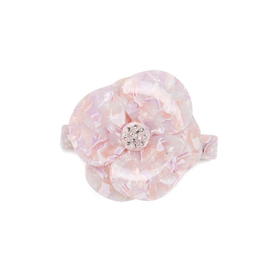 Fashion and Elegant Pink Pattern Flower Hair Slide with Cubic Zirconia