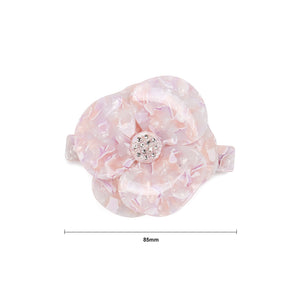 Fashion and Elegant Pink Pattern Flower Hair Slide with Cubic Zirconia