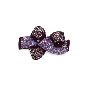 Fashion Bright Purple Ribbon Hair Slide with Cubic Zirconia