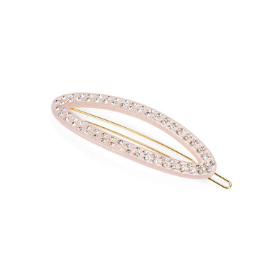 Simple and Fashion Light Pink Hollow Geometric Hair Clip with Cubic Zirconia