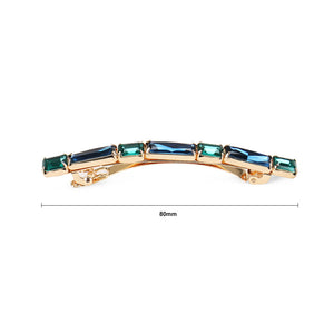 Simple and Fashion Plated Gold Green Cubic Zircon Geometric Strip Hair Clip