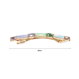 Simple and Fashion Plated Gold Pink Cubic Zircon Geometric Strip Hair Clip