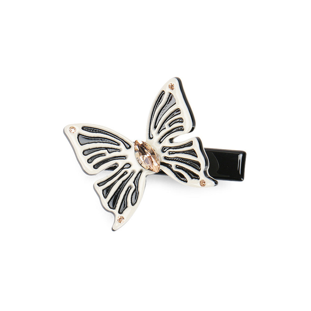 Fashion and Elegant Beige Butterfly Hair Clip with Cubic Zirconia