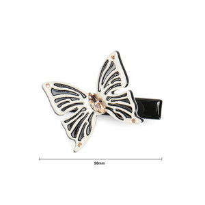 Fashion and Elegant Beige Butterfly Hair Clip with Cubic Zirconia