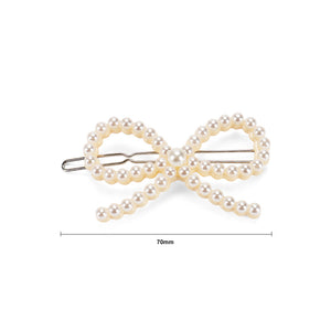 Fashion Simple Hollow Ribbon White Imitation Pearl Hair Clip