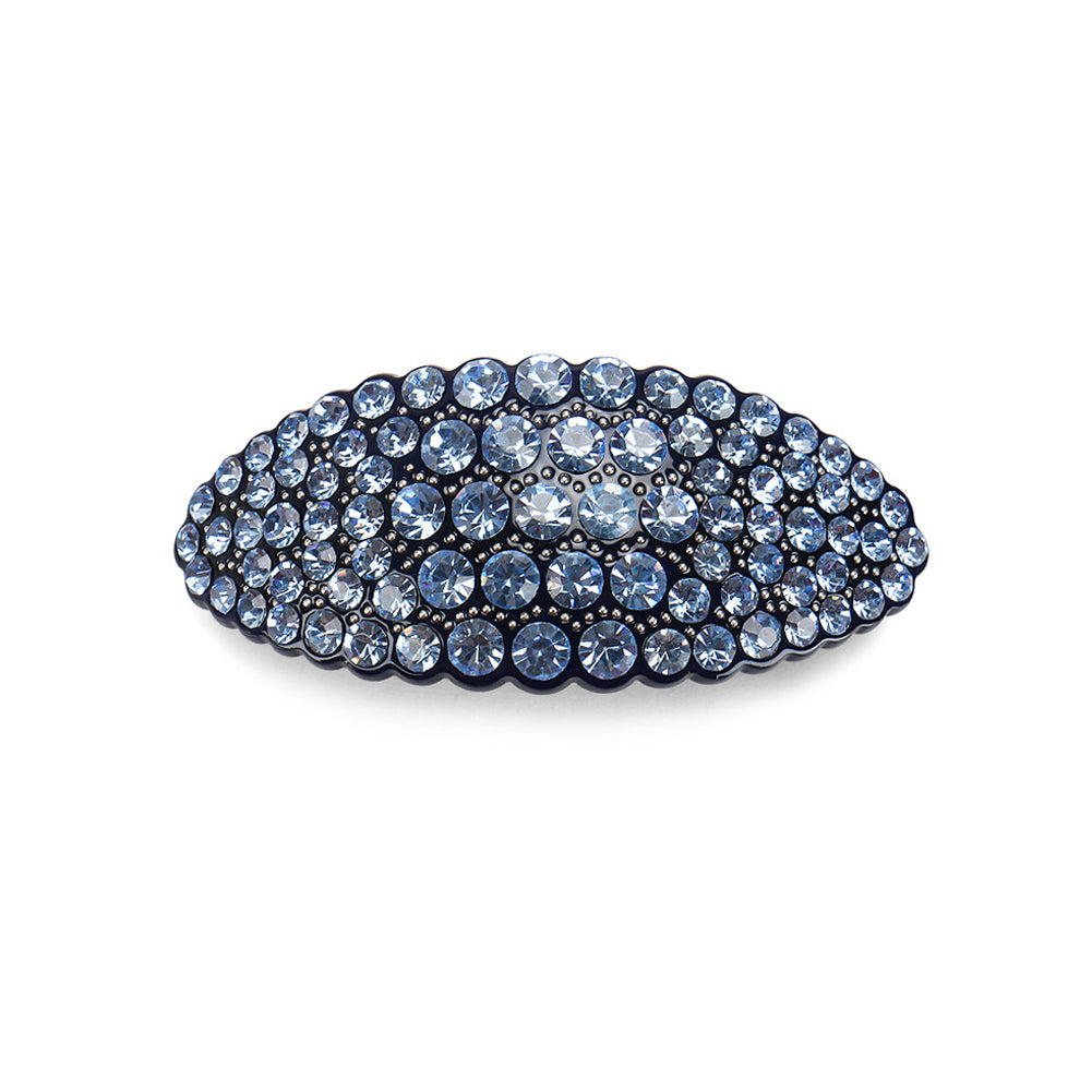 Simple and Bright Blue Geometric Hair Slide with Cubic Zirconia