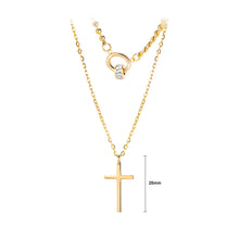 Load image into Gallery viewer, Fashion Simple Plated Gold Cross Circle 316L Stainless Steel Pendant with Cubic Zirconia and Double Necklace