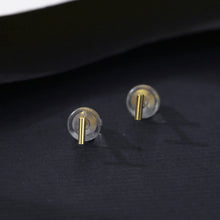 Load image into Gallery viewer, 925 Sterling Silver Plated Gold Simple and Delicate Geometric Bar Stud Earrings